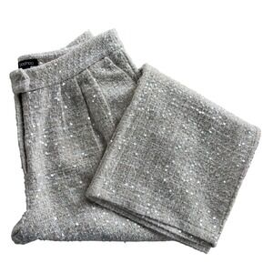 Boohoo Women's 10 Beige Irridescent Sequins Wide Leg Tweed Trousers Pants Preppy